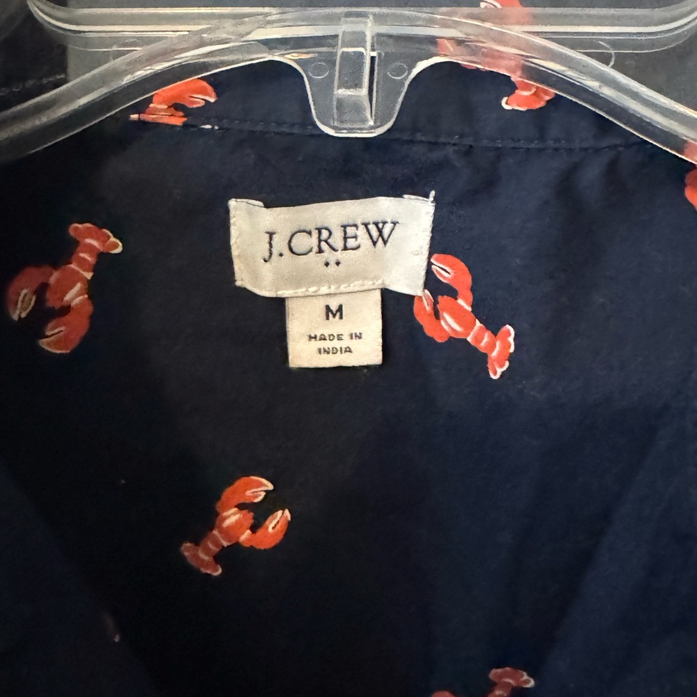 J. Crew Navy Sleeveless Button-Down Top with Coral Lobster Print - Picture 4 of 5